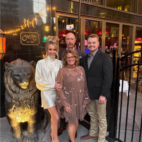 Mac Duggal Brown Embellished Wedding Dress Attire, Rehearsal dinner, MOB/MOG - Picture 6 of 7